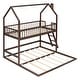 preview thumbnail 3 of 7, Espresso Twin Over Twin-Twin House Bunk Bed with Guardrail, Ladder