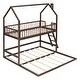 preview thumbnail 12 of 25, Twin Over Twin-Twin House Bunk Bed with Full-length Guardrail and Ladder