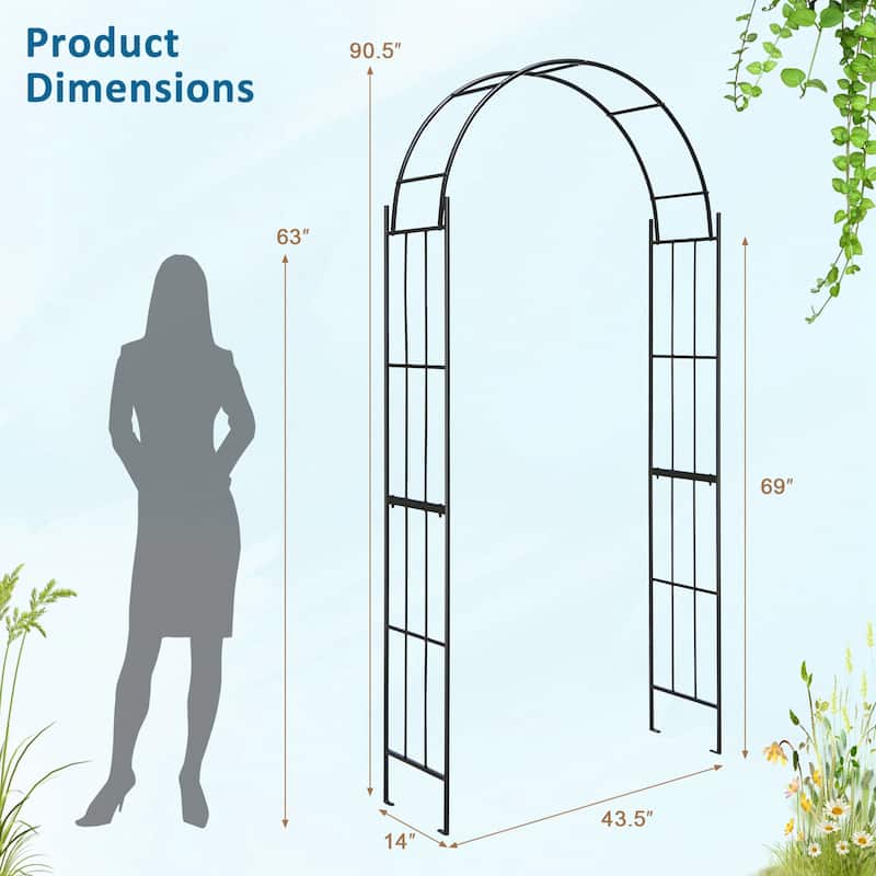 Costway Garden Arch Arbor Trellis Pergola 7.5 ft Metal Archway for - See Details