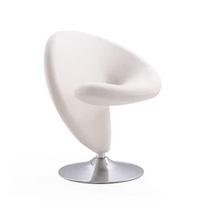 Manhattan Comfort Curl Polished Chrome Wool Blend Swivel Accent Chair
