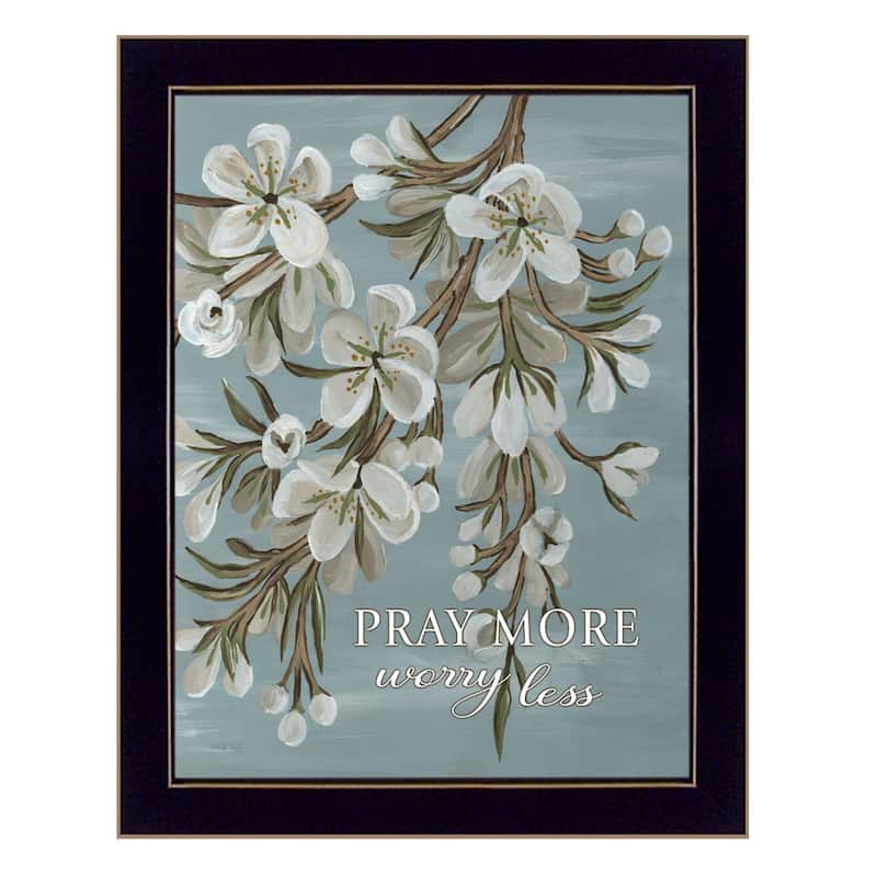 TrendyDecor4U "Pray More, Worry Less" Framed Print Wall Art - Black