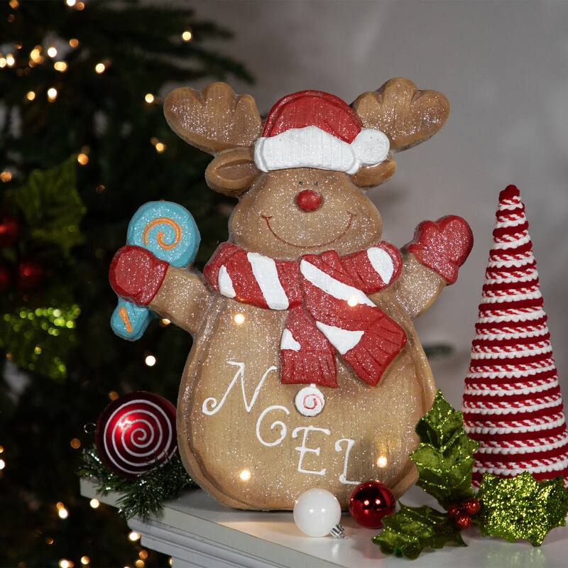 LED Lighted "Noel" Gingerbread Reindeer Christmas Decoration - 14.25"