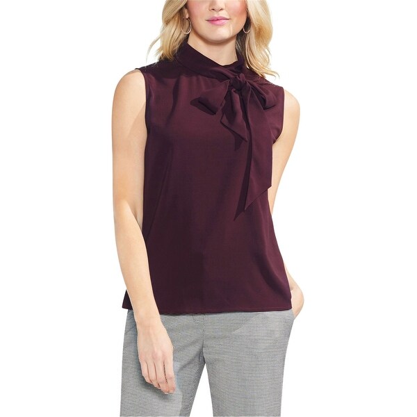 Vince Camuto Womens Bow-Neck Sleeveless Blouse Top, red, X-Small