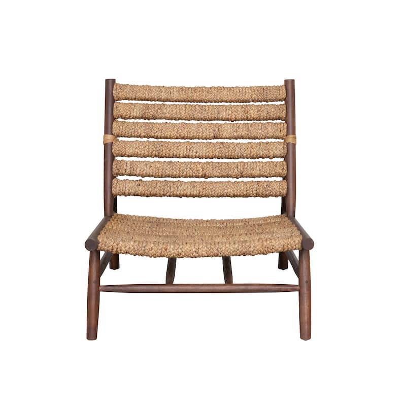 Mahogany Wood and Handwoven Water Hyacinth Chair