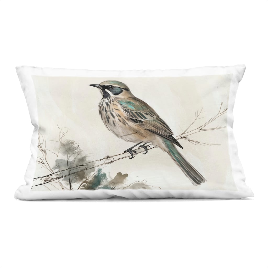 Stupell Perched Bird Illustration Decorative Printed Throw Pillow Design by LSR Creative Studio