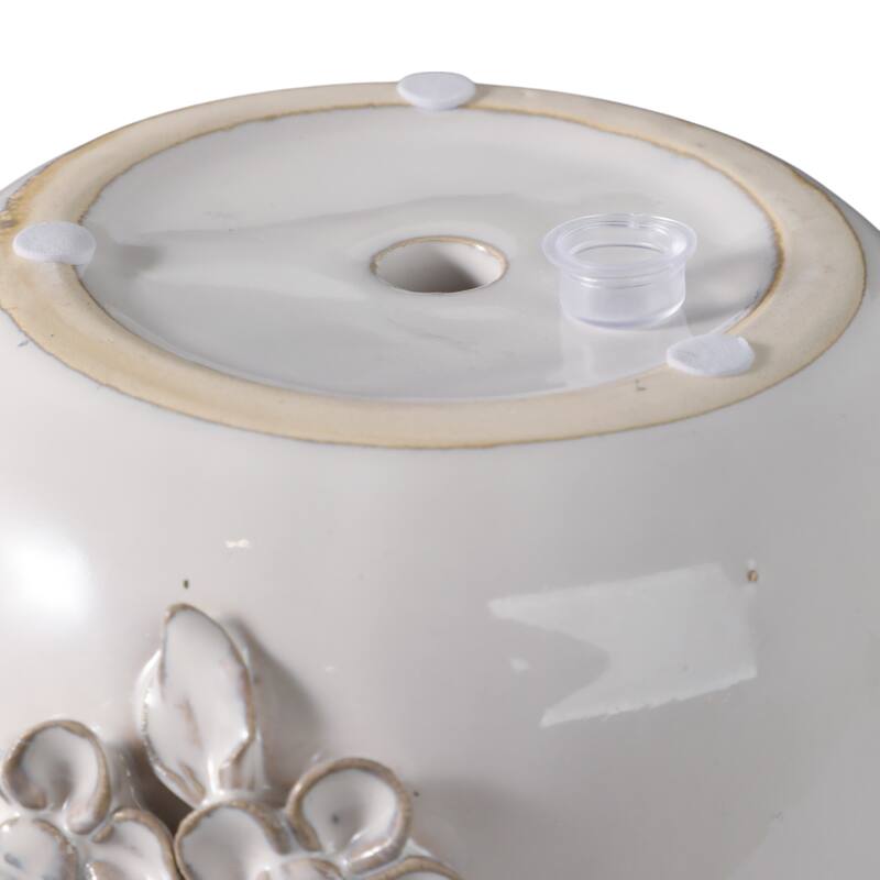 Ceramic Planter Raised Floral Detailing Glossy Decorative Display