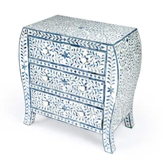 Trubadur Blue and White Bone Inlay 3 Drawer Chest