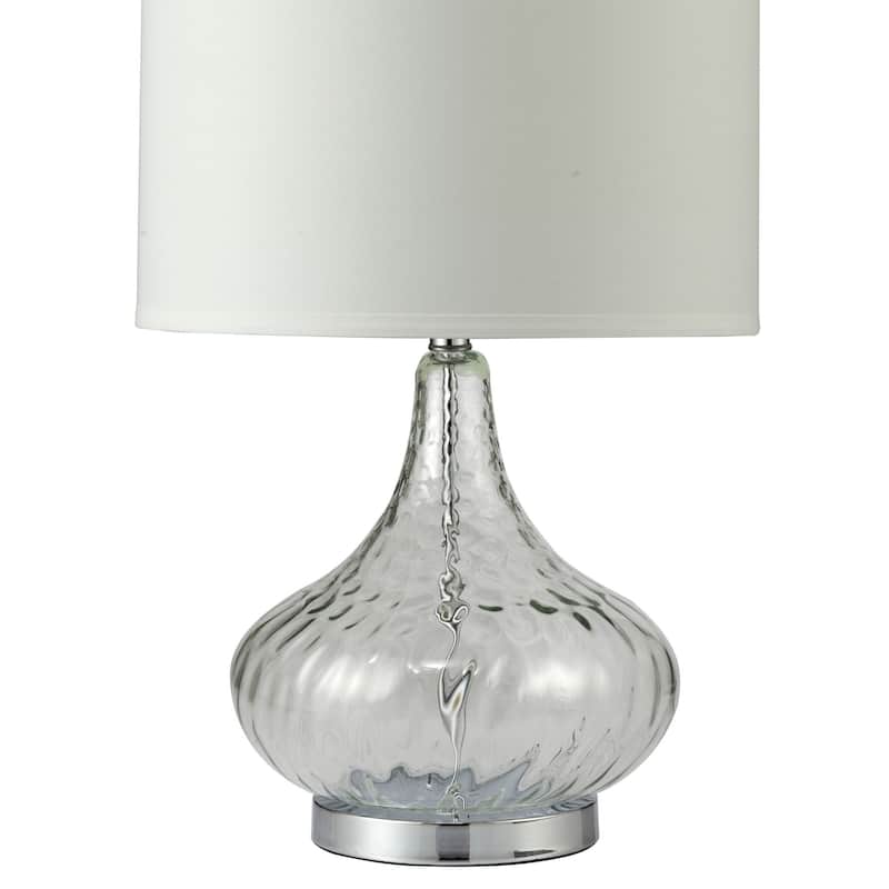 24.5" Tall Glass Table Lamp" Leann", Clear Glass and Chrome Silver