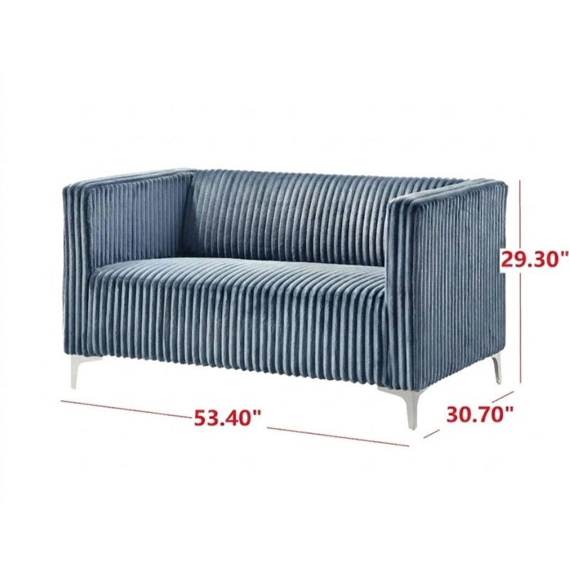 Clayfell Gavin 2-Piece Velvet Living Room Set with Loveseat and Sofa, Square Arm Design, Channel Tufted Upholstery