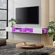 preview thumbnail 12 of 41, WAMPAT 70 inch Floating TV Shelf for Wall with LED Light for Living Room - 70 inch White&RGB Lights