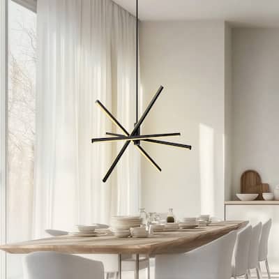 YANSUN Modern LED Chandelier,Matte Black Ceiling Hanging Light with Adjustable Color Temperature 3000K/4000K/5000K