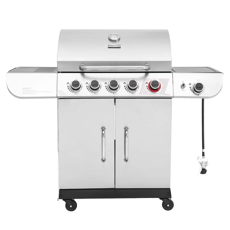 Royal Gourmet 5-Burner Gas Grill with Sear Burner and Side Burner - Silver - Propane Gas