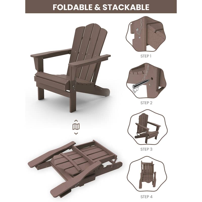Classic Plastic Folding Outdoor Adirondack Chair Set Of 2