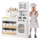 preview thumbnail 1 of 8, Gymax Kids Kitchen Playset Toy Play Kitchen w/ 4 Fabric Drawers Stoves White