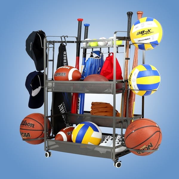 JUBAO Sports Equipment Garage Organizer Sport Balls Storage Rack