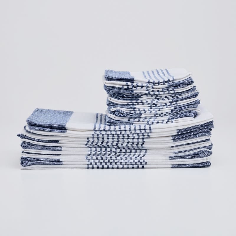 Savannah Cotton Rich 24pc Kitchen Towel Set - Blue