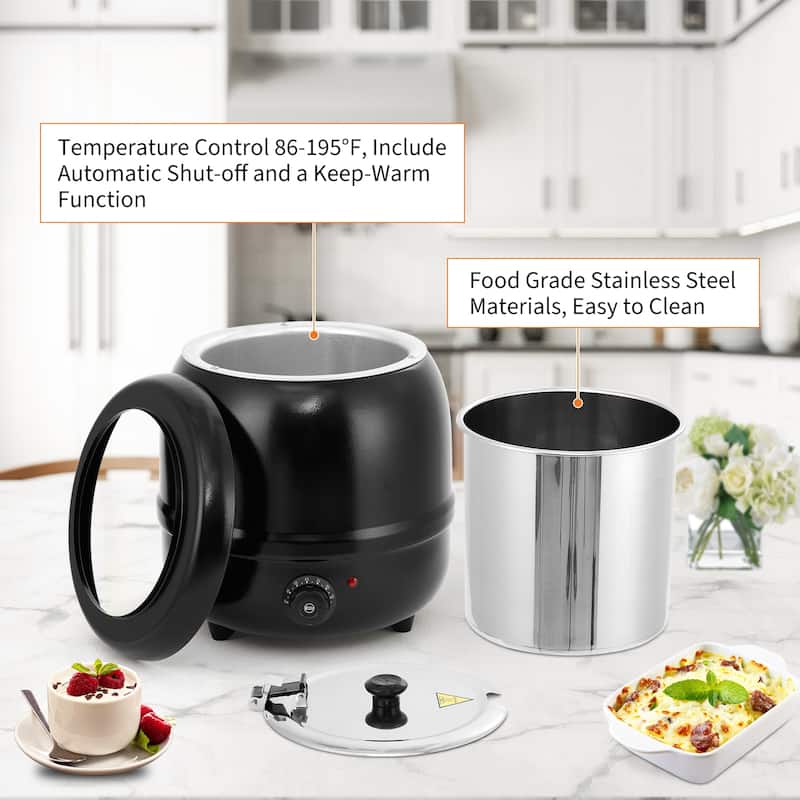 Portable Electric Drum-Type Soup Food Warmer for Restaurant, Buffet, Catering