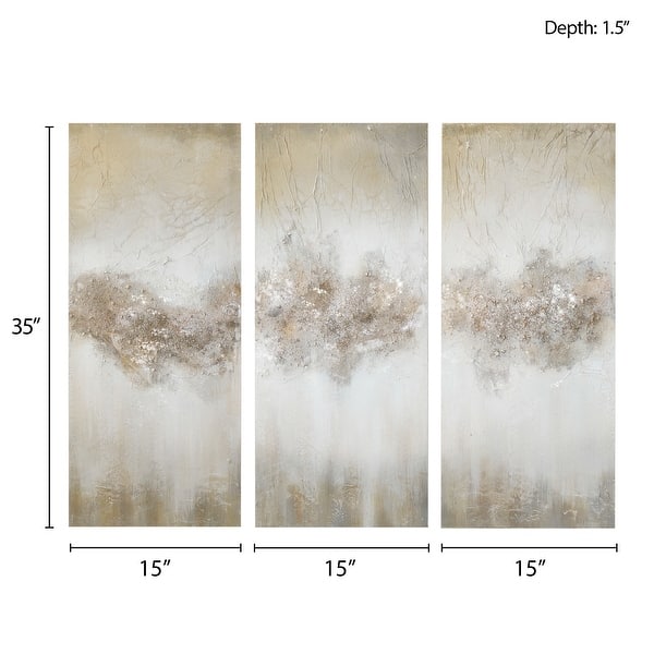 Madison Park Luminous Taupe Heavily Embellished 3-piece Canvas Wall Art Set