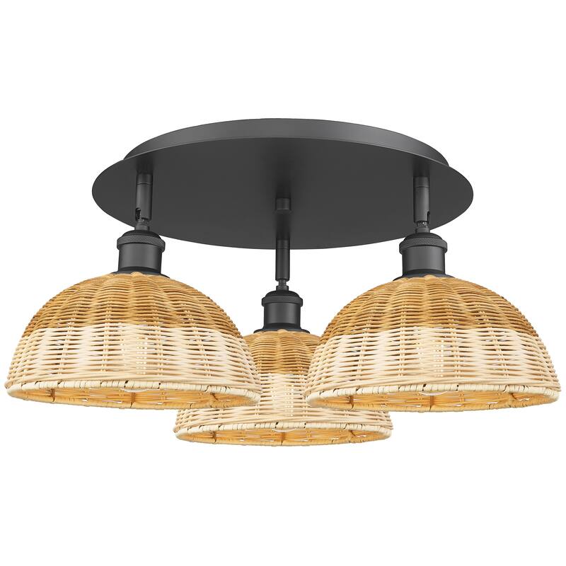 Innovations Lighting Endless Possibilities Ballston - Bristol Natural II - 3 Light 21" Flush Mount - Matte Black