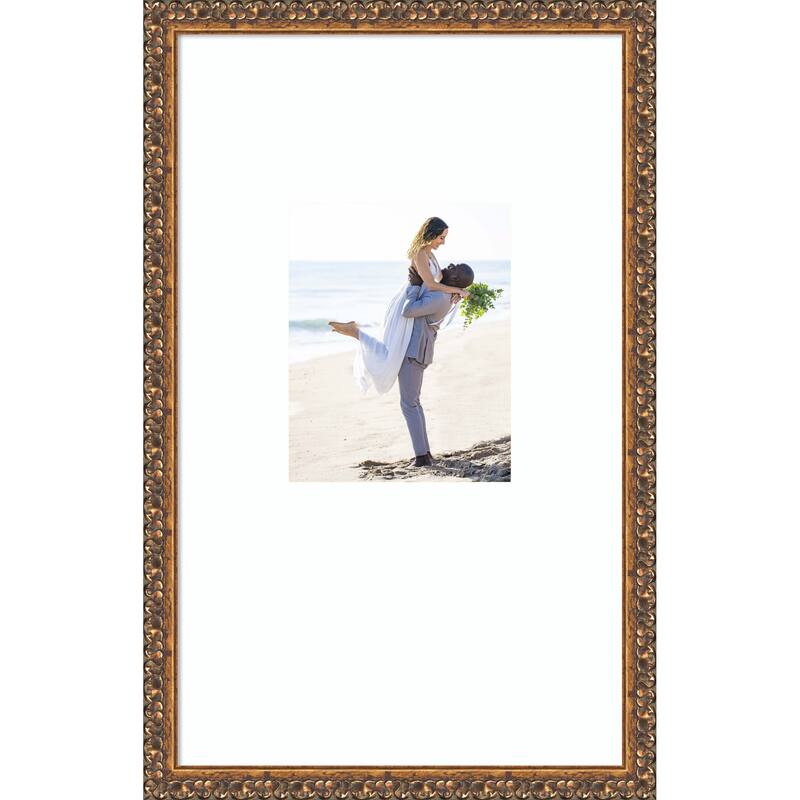Antique Bronze Framed Picture Frame, Photo Frame - 16x26 Matted White 8x10