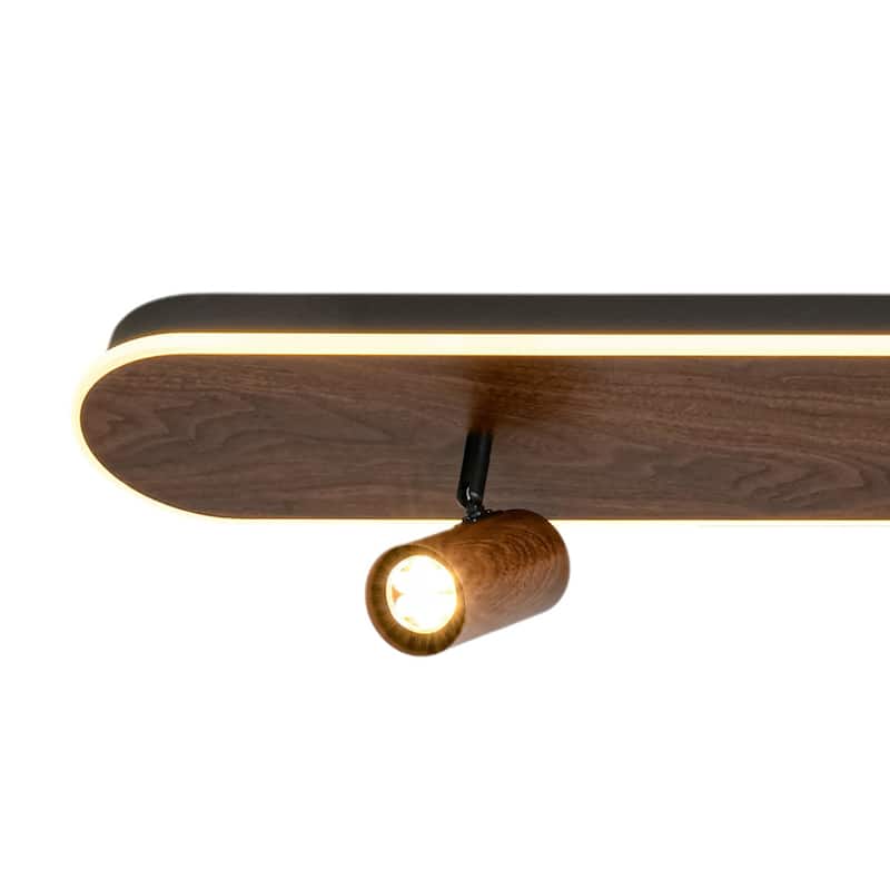 Farmhouse Wood LED Oval Linear Adjustable Spotlight Flush Mount