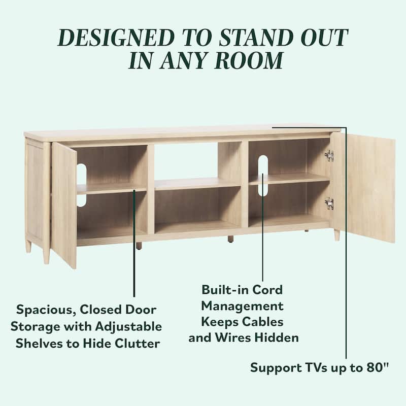Middlebrook Scandinavian Reeded 70-inch TV Stand with Open Storage