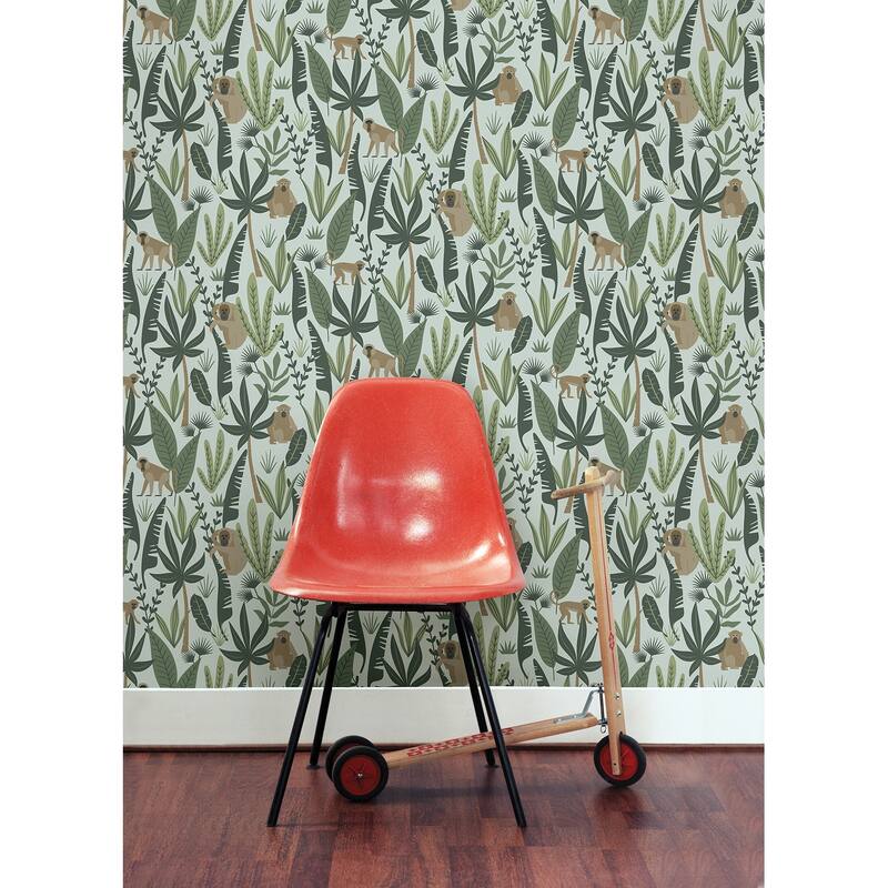 Chesapeake Kiki Green Monkeys Wallpaper - 20.9 x 396 x 0.025