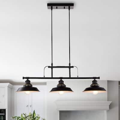 3 Light Dimmable Industrial Kitchen Island Pendant with Adjustable Height - 93*32*9