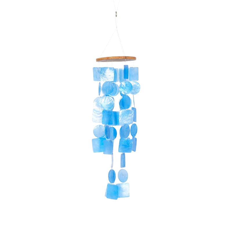 Teal Capiz Shell Waterfall Windchime