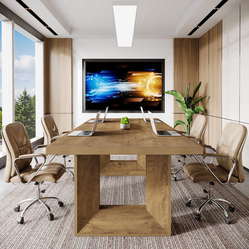 63'' Conference Table with Geometric Base, Home Office Computer Executive Desk