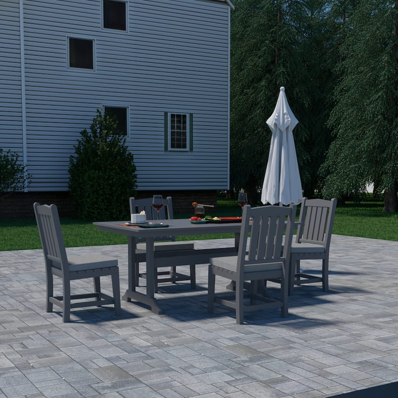 Recycled Plastic Armless Outdoor Patio Dining Chairs (Set of 2) - N/A - Grey