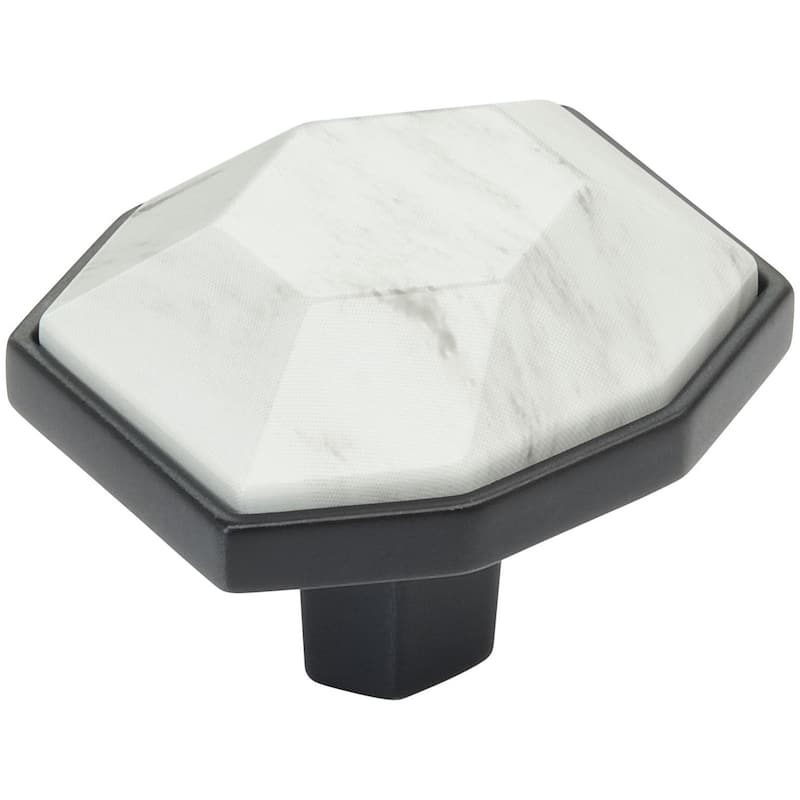Amerock BP36638 Carrione 1-3/8" Geometric Cabinet Knob - Marble White / Black Bronze