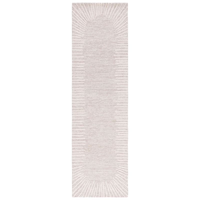 SAFAVIEH Handmade Abstract Sofoula Modern Wool Rug - 2'3" x 8' Runner - Natural/Ivory