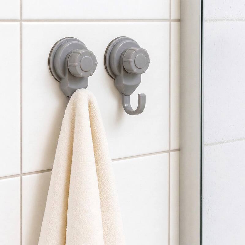 Set of 2 Strong Hold Vacuum Suction Cup Hooks for Shower