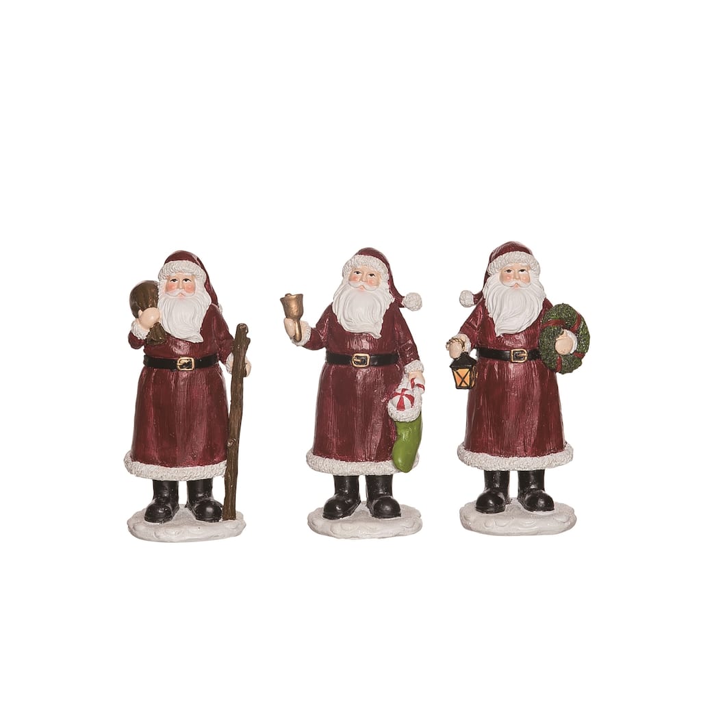 Transpac Small Resin Classic Santa Figurine Set of 3 Christmas Home Decorations