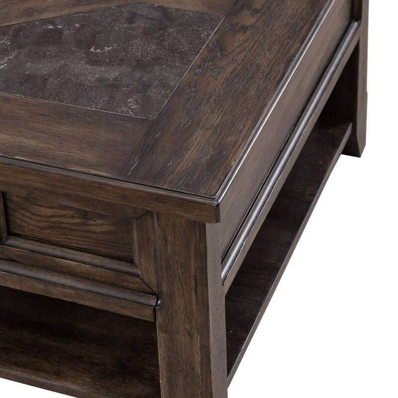 Paradise Valley Saddle Brown and Blue Stone Rectangular Cocktail Table