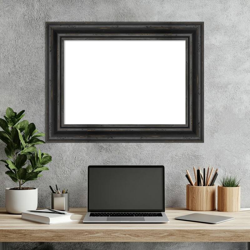 Amanti Art Rustic Pine Black Framed Dry Erase Magnetic Board