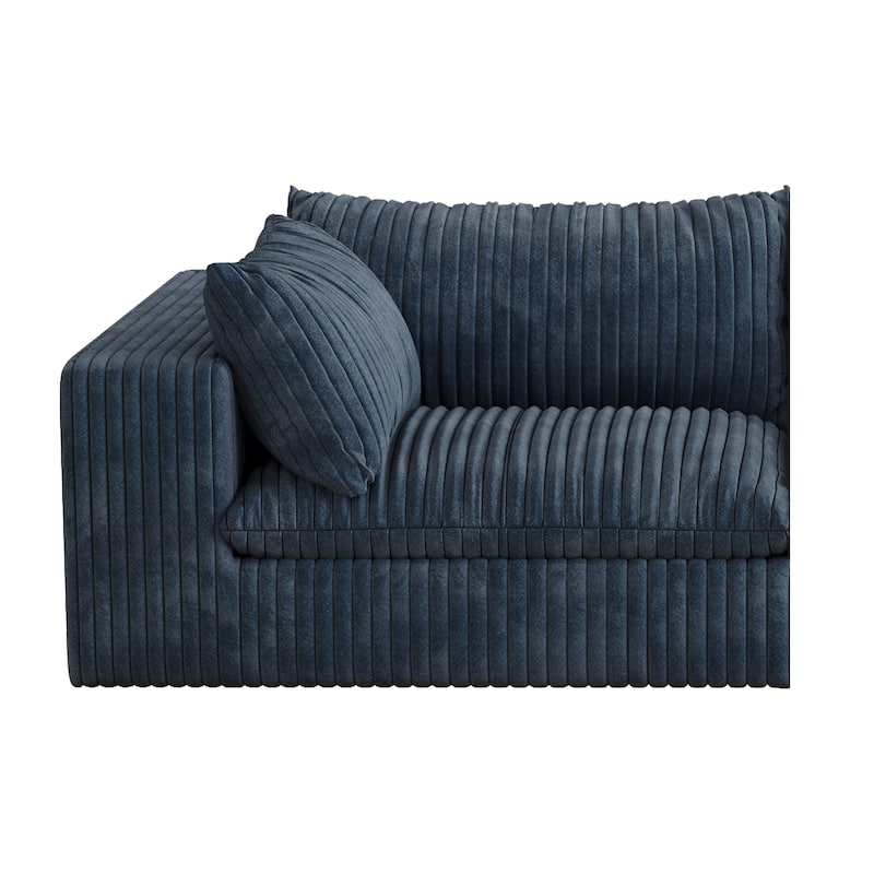 Corduroy Upholstered Deep Seat U-shaped Sectional Sofa with Ottomans and Double-layer Seat Cushions, Large Chaise Lounger Couch
