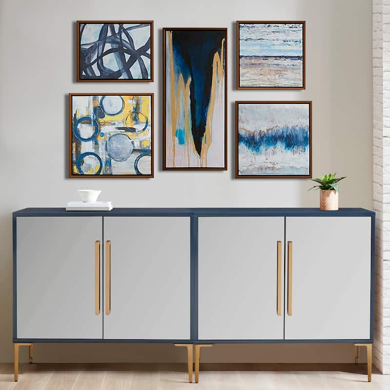 Madison Park Blue Bliss Abstract 5-piece Gallery Framed Canvas Wall Art Set