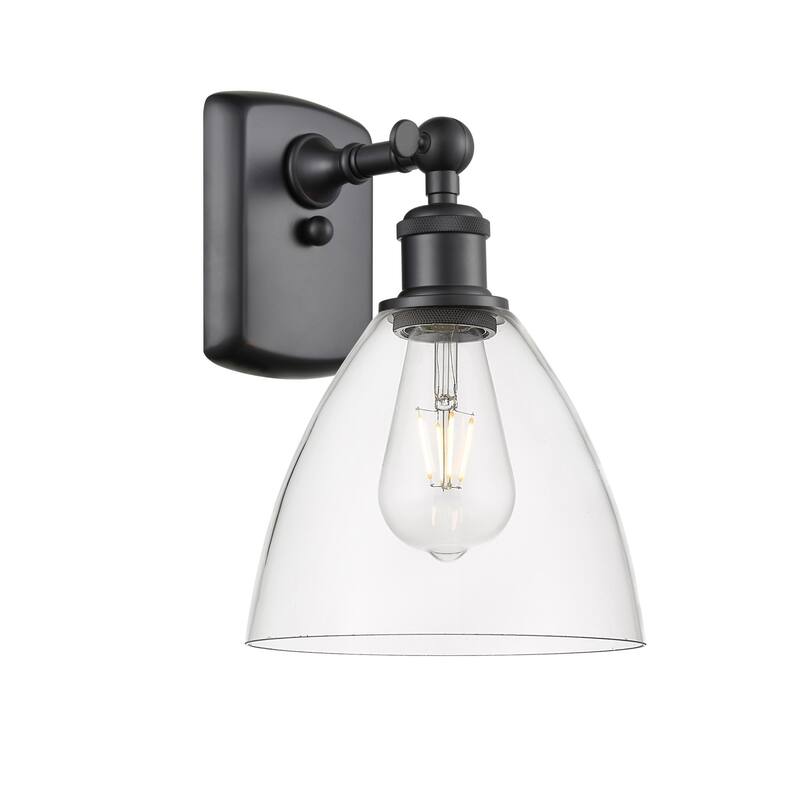 Innovations Lighting 516-1W-11-8 Bristol Sconce Bristol 11" Tall Wall - Matte Black / Clear