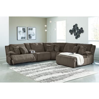 Signature Design by Ashley Top Tier Brown 6-Piece Reclining Sectional with Chaise - 147"W x 134"D x 41"H