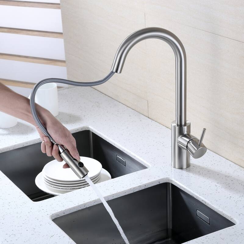 Luxier KTS21 Single Handle Pull Down Sprayer Kitchen Faucet