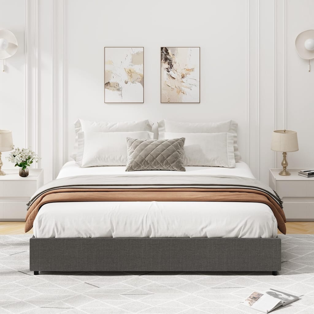 Platform Bed Frame, with 4 Storage Drawers