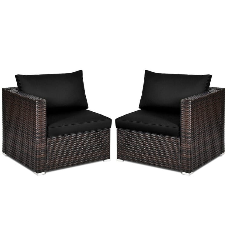 2PCS Patio Rattan Sectional Conversation Sofa Set - 29.5" x 29.5" x 25.5" (L x W x H)