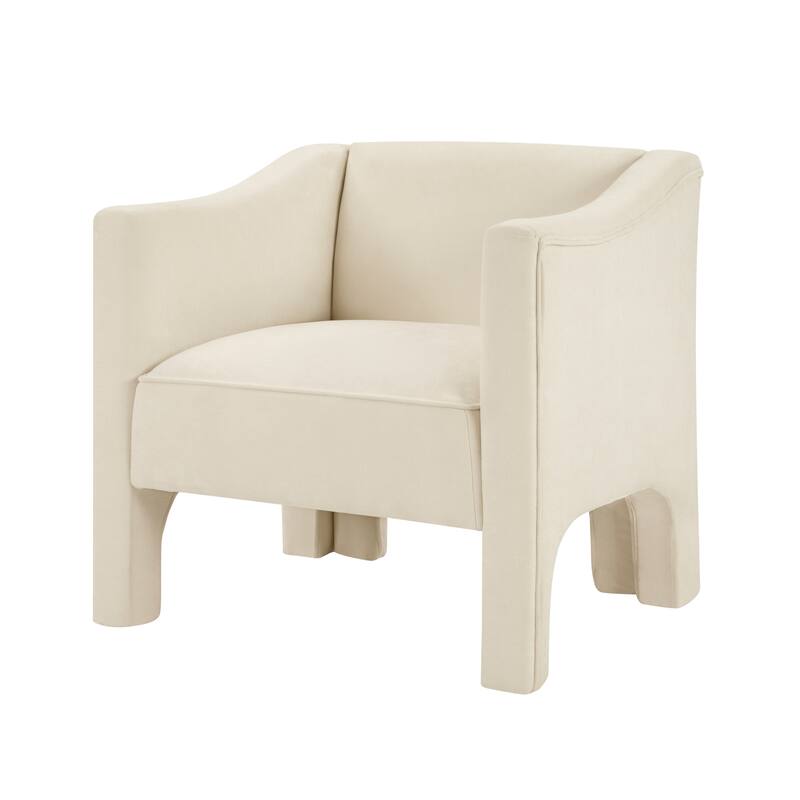 Roomfitters Modern Chenille Barrel Accent Chair with Enclosed Arms, Upholstered Armchair