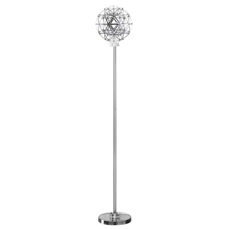 Cue 72 Inch Floor Lamp, Globe Shade, Nickel Metal Frame, Round Base - Nickel, Silver