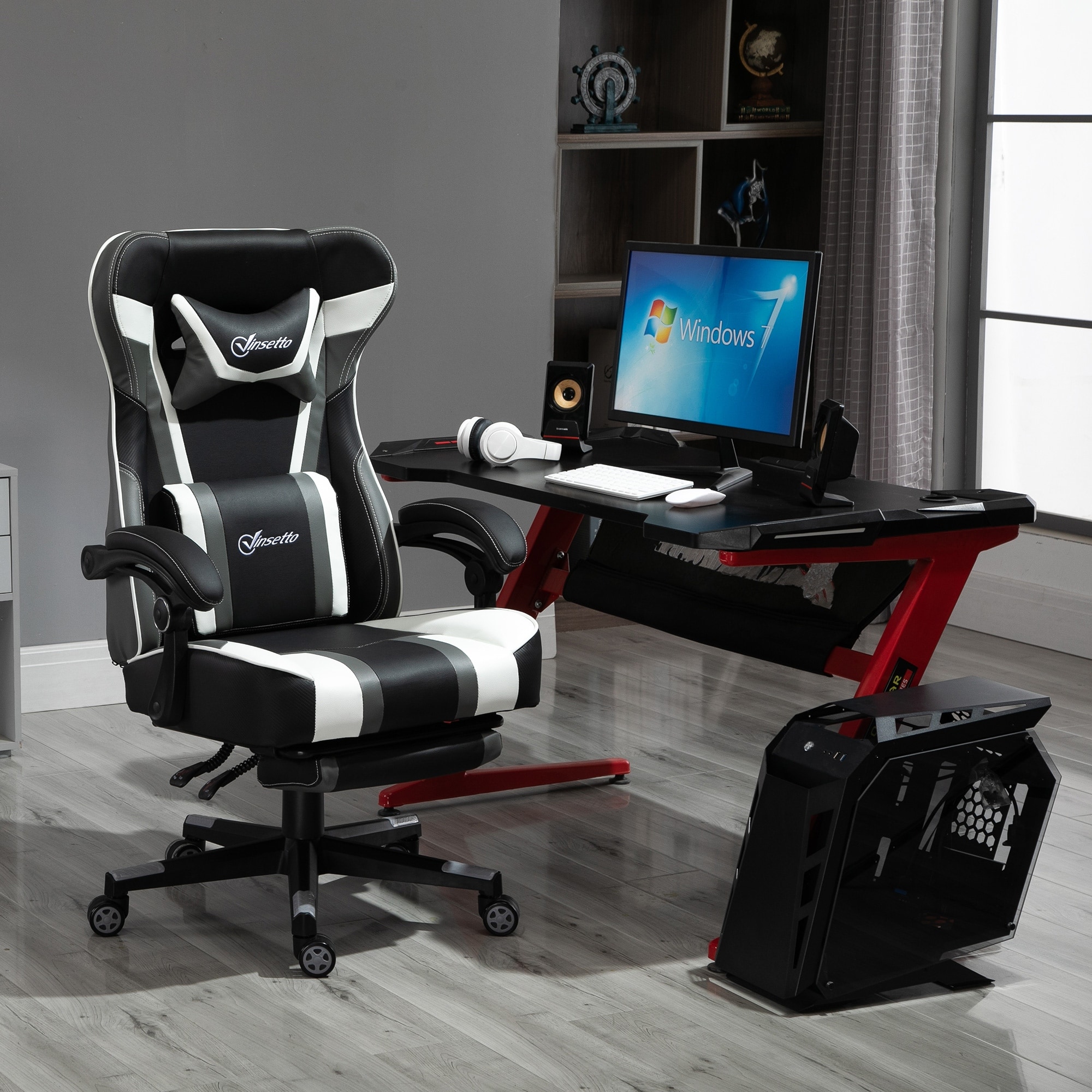 Gaming chair with recliner and footrest store