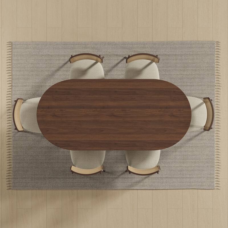 Nordic Style Solid Wood Oval Dining Table - Perfect for 6 People Gatherings 67'' - 67*34*30