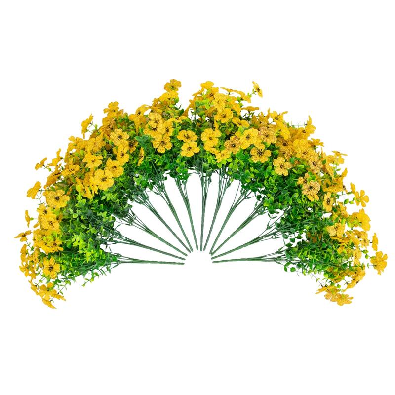 13-in UV Resistant Artificial Daisy Bush (Indoor/Outdoor) - Set of 12