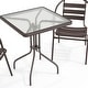 preview thumbnail 35 of 35, 23.5" Square Glass Metal Table with 2 Metal Aluminum Slat Stack Chairs